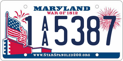 MD license plate 1AA5387