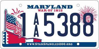 MD license plate 1AA5388