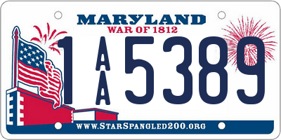 MD license plate 1AA5389