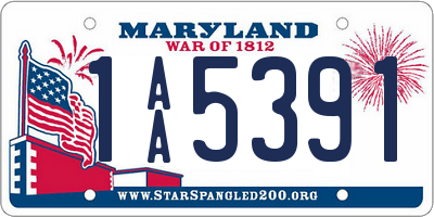 MD license plate 1AA5391