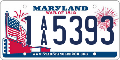 MD license plate 1AA5393