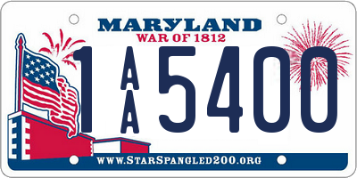 MD license plate 1AA5400