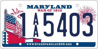 MD license plate 1AA5403