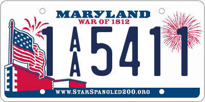 MD license plate 1AA5411