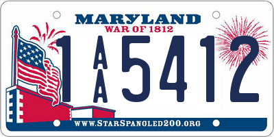 MD license plate 1AA5412