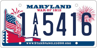 MD license plate 1AA5416