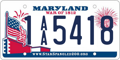 MD license plate 1AA5418