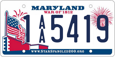 MD license plate 1AA5419