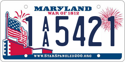 MD license plate 1AA5421