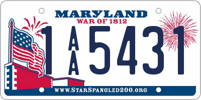 MD license plate 1AA5431