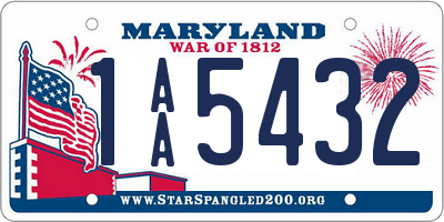 MD license plate 1AA5432