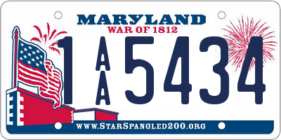 MD license plate 1AA5434