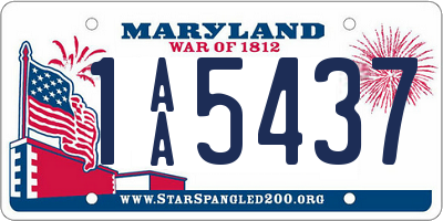 MD license plate 1AA5437