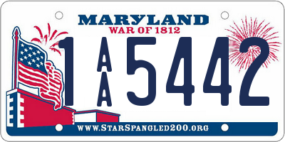 MD license plate 1AA5442