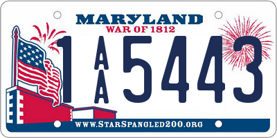 MD license plate 1AA5443