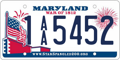 MD license plate 1AA5452