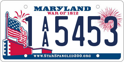 MD license plate 1AA5453