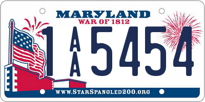 MD license plate 1AA5454