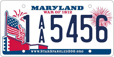 MD license plate 1AA5456