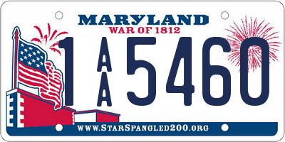 MD license plate 1AA5460