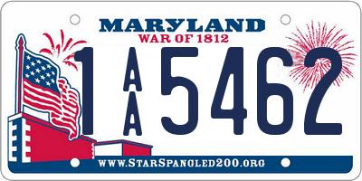 MD license plate 1AA5462