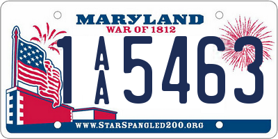 MD license plate 1AA5463