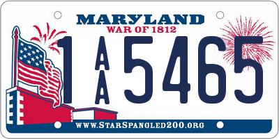 MD license plate 1AA5465