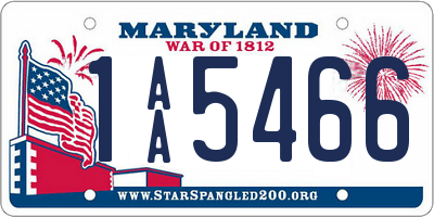 MD license plate 1AA5466