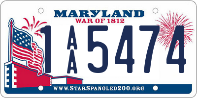 MD license plate 1AA5474