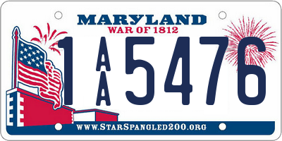 MD license plate 1AA5476