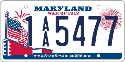 MD license plate 1AA5477