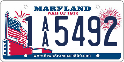 MD license plate 1AA5492