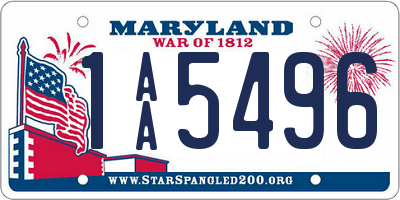 MD license plate 1AA5496