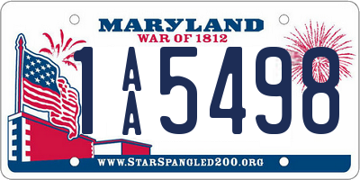 MD license plate 1AA5498