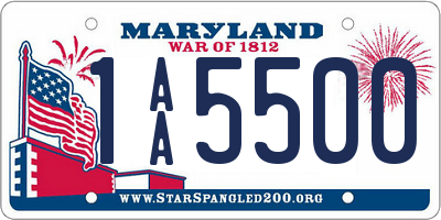 MD license plate 1AA5500