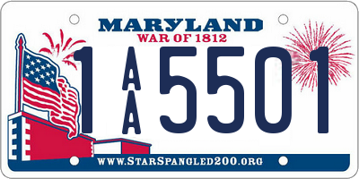 MD license plate 1AA5501