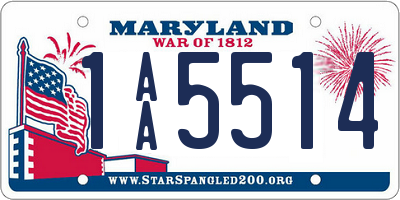 MD license plate 1AA5514