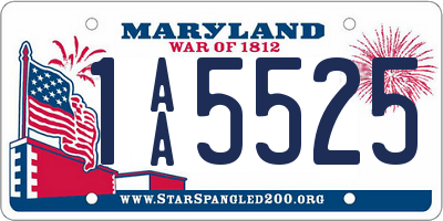 MD license plate 1AA5525