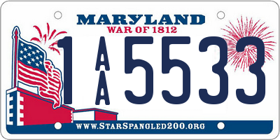 MD license plate 1AA5533