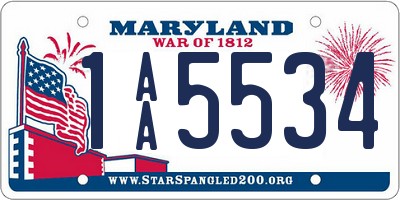 MD license plate 1AA5534