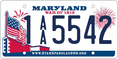 MD license plate 1AA5542