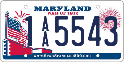 MD license plate 1AA5543