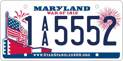 MD license plate 1AA5552