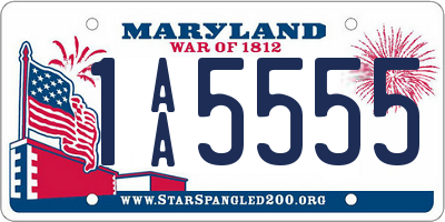 MD license plate 1AA5555