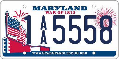 MD license plate 1AA5558