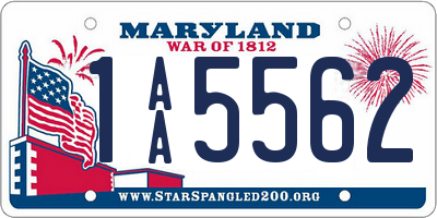 MD license plate 1AA5562