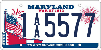 MD license plate 1AA5577