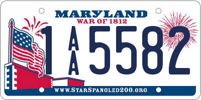 MD license plate 1AA5582