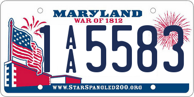 MD license plate 1AA5583