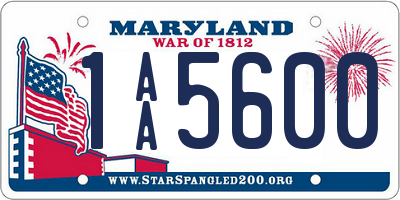 MD license plate 1AA5600